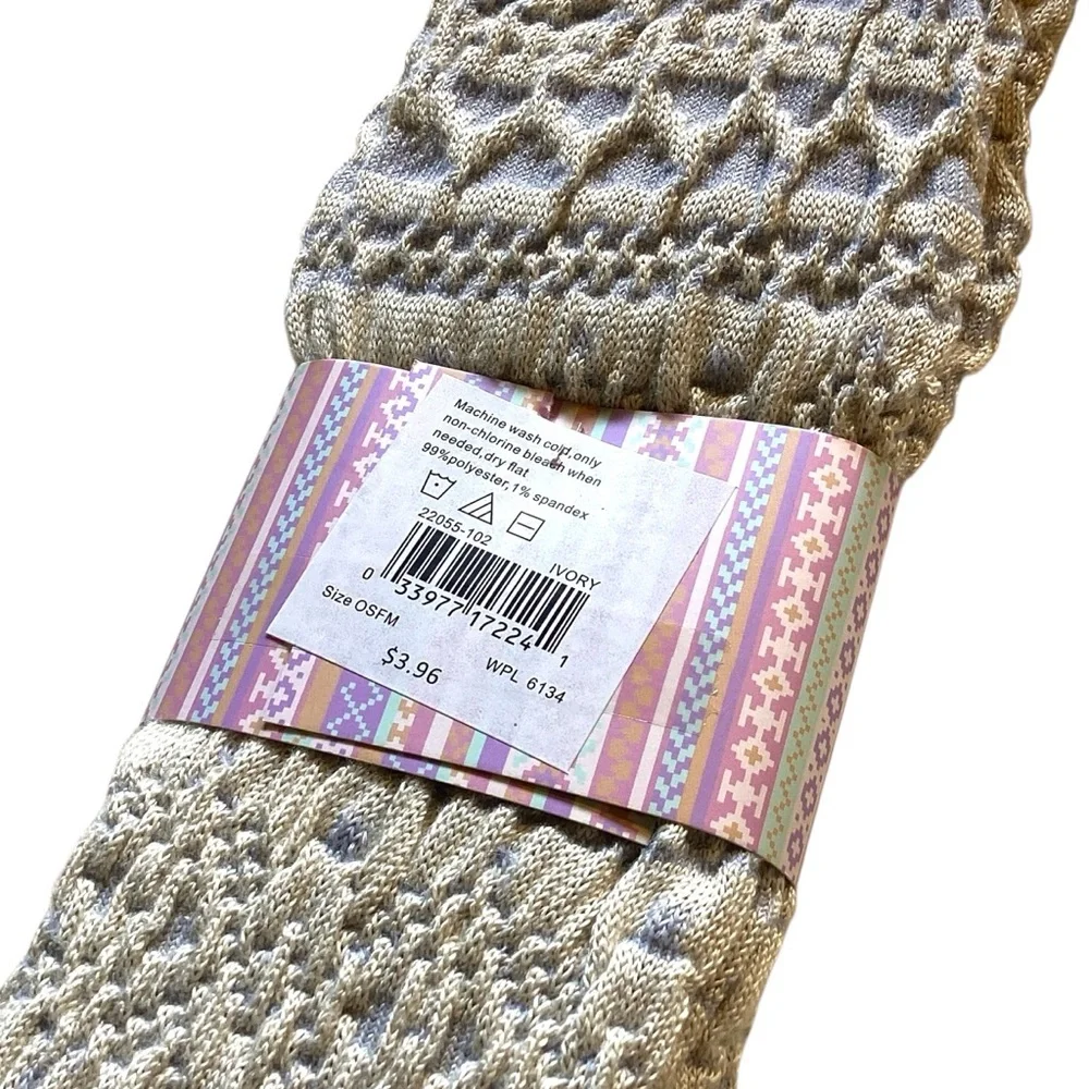 MUK LUKS Over the Knee Socks, Pale Blue & Ivory‎ Design NEW OSFM